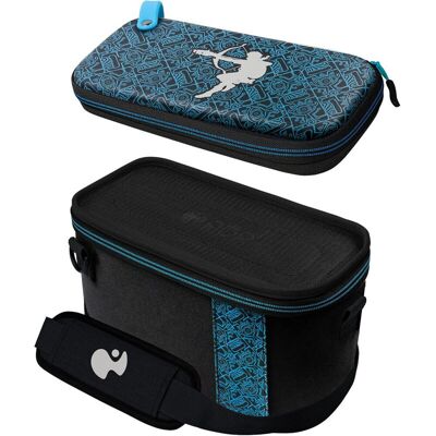 PDP Gaming Étui de transport 2-en-1 Pull-N-Go pour Nintendo Switch - Compartiments modulables - Bandoulière rembourrée - Licence officielle - Motif luminescent Sheikah Shoot Overnight - Noir et bleu - Publicité PDP Gaming Étui de transport 2-en-1 Pull-N-Go pour Nintendo Switch - Compartiments modulables - Bandoulière rembourrée - Licence officielle - Motif luminescent Sheikah Shoot Overnight - Noir et bleu - Publicité