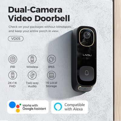 LNDU VD05 Sonnette vidéo 2K HD avec moniteur, audio bidirectionnel, Wi-Fi sans fil, étanche IP65, détection de mouvement double PIR - Publicité LNDU VD05 Sonnette vidéo 2K HD avec moniteur, audio bidirectionnel, Wi-Fi sans fil, étanche IP65, détection de mouvement double PIR - Publicité
