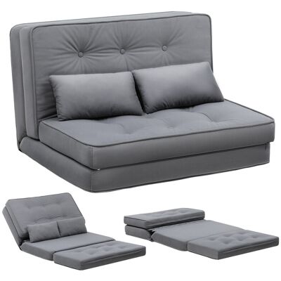 COMHOMA Canapé-lit pliant, 3-en-1 avec dossier réglable à 6 niveaux, 2 coussins lombaires, convient pour salon, chambre et camping, gris - Publicité COMHOMA Canapé-lit pliant, 3-en-1 avec dossier réglable à 6 niveaux, 2 coussins lombaires, convient pour salon, chambre et camping, gris - Publicité