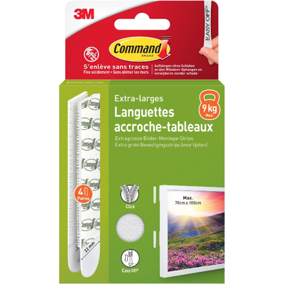 Command™Languette de fixation enlevable tableau Blanc XL 9kg - Publicité Command™Languette de fixation enlevable tableau Blanc XL 9kg - Publicité