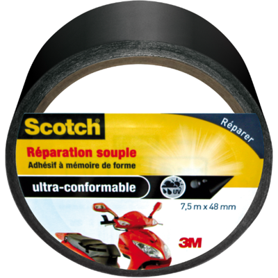 Scotch®Toile de Réparation Souple Noir 7,5m x 48mm - Publicité Scotch®Toile de Réparation Souple Noir 7,5m x 48mm - Publicité