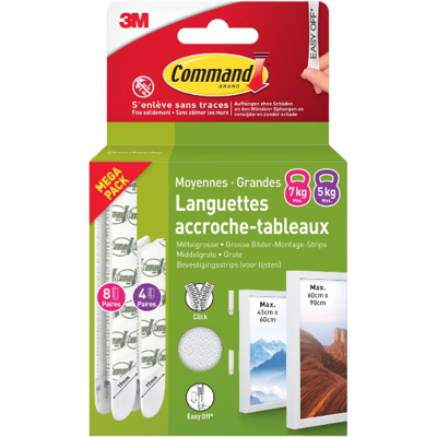 3M Command™ Multi-Pack de languettes accroches tableaux larges et moyennes - 4 + 8 pièces - Publicité 3M Command™ Multi-Pack de languettes accroches tableaux larges et moyennes - 4 + 8 pièces - Publicité