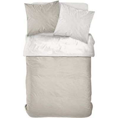 TODAY Prestige Parure de lit 2 personnes en percale bicolore craie/sable - 1 housse de couette 240 x 260 cm + 2 taies d'oreiller 63 x 63 cm - Publicité TODAY Prestige Parure de lit 2 personnes en percale bicolore craie/sable - 1 housse de couette 240 x 260 cm + 2 taies d'oreiller 63 x 63 cm - Publicité