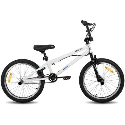 Hiland, Redeem, Vélo BMX 20 pouces pour enfants et adolescents, pour les pratiquants de freestyle débutants à avancés, avec moyeu pivotant à 360 degrés et 4 pédales, Blanc - Publicité Hiland, Redeem, Vélo BMX 20 pouces pour enfants et adolescents, pour les pratiquants de freestyle débutants à avancés, avec moyeu pivotant à 360 degrés et 4 pédales, Blanc - Publicité