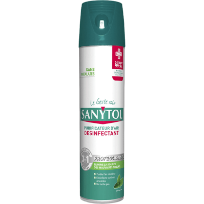 Purificateur d'air et surfaces désinfectant Sanytol Professionnel - Menthe, Chêne clair, Blanc, Noir - 600ml - Publicité Purificateur d'air et surfaces désinfectant Sanytol Professionnel - Menthe, Chêne clair, Blanc, Noir - 600ml - Publicité