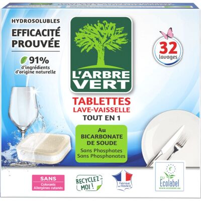 L'Arbre Vert - Tout en 1 - 32 doses - tablette lave-vaisselle - Publicité L'Arbre Vert - Tout en 1 - 32 doses - tablette lave-vaisselle - Publicité