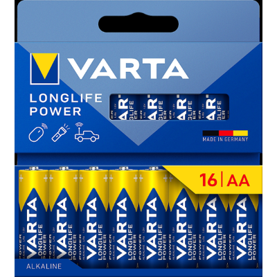 Varta PILES ALCALINES LONGLIFE POWER AA x16 - Publicité Varta PILES ALCALINES LONGLIFE POWER AA x16 - Publicité