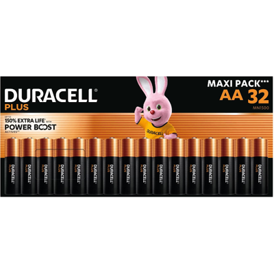 Duracell Plus Piles AA Lot de 32 piles alcalines 1,5 V avec actifs POWER BOOST, fiables pour vos appareils du quotidien, emballage 0 % de plastique, conservation garantie 10 ans - LR6 MN1500 - Publicité Duracell Plus Piles AA Lot de 32 piles alcalines 1,5 V avec actifs POWER BOOST, fiables pour vos appareils du quotidien, emballage 0 % de plastique, conservation garantie 10 ans - LR6 MN1500 - Publicité