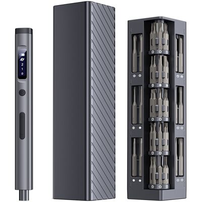 EasyWox 57-en-1 Kit de tournevis électrique avec batterie Lithium 500 mAh, 52 embouts, charge rapide en 90 minutes, couple 0.1-0.35N.M, utilisation continue de 1 heure et boîte de rangement magnétique - Publicité EasyWox 57-en-1 Kit de tournevis électrique avec batterie Lithium 500 mAh, 52 embouts, charge rapide en 90 minutes, couple 0.1-0.35N.M, utilisation continue de 1 heure et boîte de rangement magnétique - Publicité
