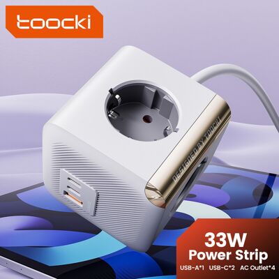 toocki Multiprise avec protection contre les surtensions 33 W, rallonge USB-C, 4 prises secteur et 2 ports USB-C - Blanc - Publicité toocki Multiprise avec protection contre les surtensions 33 W, rallonge USB-C, 4 prises secteur et 2 ports USB-C - Blanc - Publicité