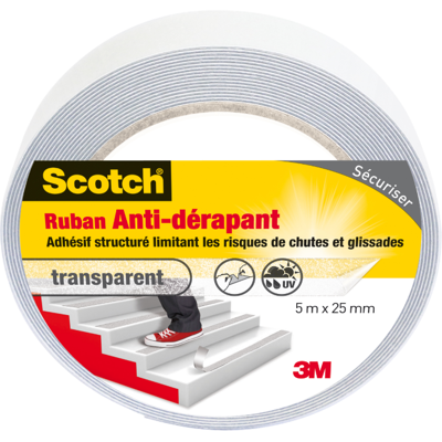 Scotch®Ruban Anti Dérapant Transparent 5m x 25mm - Publicité Scotch®Ruban Anti Dérapant Transparent 5m x 25mm - Publicité
