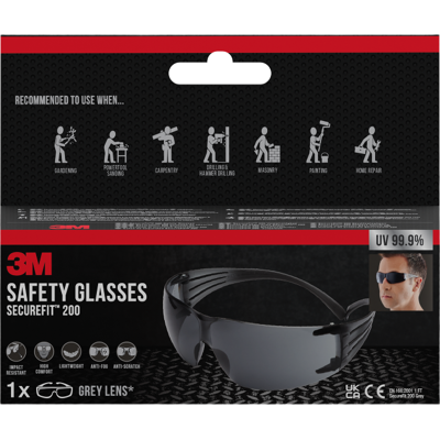 3MLunettes de Sécurité SecureFit™ SF 200 Teintées pour l’Extérieur - Publicité 3MLunettes de Sécurité SecureFit™ SF 200 Teintées pour l’Extérieur - Publicité