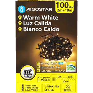 Aigostar SunGlow Flat - Guirlande lumineuse solaire - 100 LED, blanc chaud, 8 modes, IP65, classique - Publicité Aigostar SunGlow Flat - Guirlande lumineuse solaire - 100 LED, blanc chaud, 8 modes, IP65, classique - Publicité