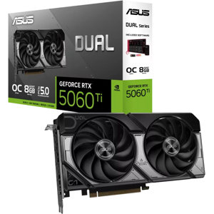 Asus DUAL-RTX5060TI-O8G Dual Series GeForce RTX 5060 Ti OC Édition Carte graphique - 8 Go - Publicité Asus DUAL-RTX5060TI-O8G Dual Series GeForce RTX 5060 Ti OC Édition Carte graphique - 8 Go - Publicité