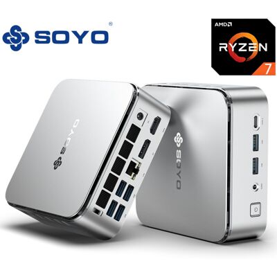 SOYO S4PLUS Mini PC Ryzen 7 H 255 (8 cœurs / 16 threads, jusqu'à 4,9 GHz) Mini ordinateur de bureau 24 Go LPDDR5 RAM 512 Go SSD PCIe 3.0, Micro PC Windows 11 Pro Radeon 780M/6 x USB 3.2/1 x LAN 2,5 G/4K à 120 Hz - Publicité SOYO S4PLUS Mini PC Ryzen 7 H 255 (8 cœurs / 16 threads, jusqu'à 4,9 GHz) Mini ordinateur de bureau 24 Go LPDDR5 RAM 512 Go SSD PCIe 3.0, Micro PC Windows 11 Pro Radeon 780M/6 x USB 3.2/1 x LAN 2,5 G/4K à 120 Hz - Publicité