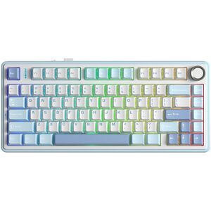 AULA F75 clavier sans fil mécanique 75 %, disposition QWERTY US, tri-mode (filaire/Bluetooth/2,4 GHz) - Bleu Sel Marin/Bois Gris V3 Switch - Publicité AULA F75 clavier sans fil mécanique 75 %, disposition QWERTY US, tri-mode (filaire/Bluetooth/2,4 GHz) - Bleu Sel Marin/Bois Gris V3 Switch - Publicité