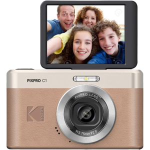 Kodak Appareil photo numérique compact avec écran inclinable à 180 ° - marron - Publicité Kodak Appareil photo numérique compact avec écran inclinable à 180 ° - marron - Publicité