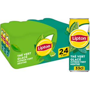 Lipton Thé vert glacé saveur citron vert menthe, pack de 24 x 33 cl - Publicité Lipton Thé vert glacé saveur citron vert menthe, pack de 24 x 33 cl - Publicité