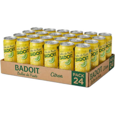 BADOIT Bulles de fruits au citron vert - 24 x 33 cl - Publicité BADOIT Bulles de fruits au citron vert - 24 x 33 cl - Publicité
