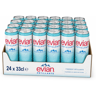 EVIAN Eau minérale pétillante Pack 24 x 33cl - Publicité EVIAN Eau minérale pétillante Pack 24 x 33cl - Publicité