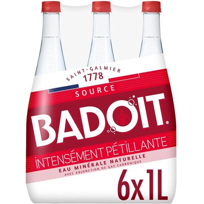 BADOIT rouge eau gazeuse minérale naturelle rouge intensément pétillante pack 6x1L - Publicité BADOIT rouge eau gazeuse minérale naturelle rouge intensément pétillante pack 6x1L - Publicité