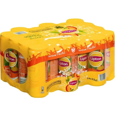 Lipton Thé glacé pêche en canettes - 24 x 33 cl - Publicité Lipton Thé glacé pêche en canettes - 24 x 33 cl - Publicité