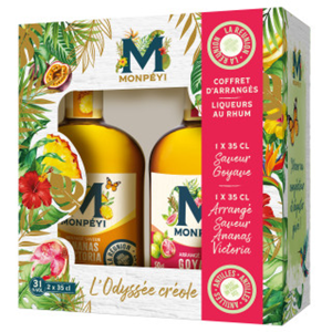 MONPEYI MONPÉYI Coffret de liqueurs au rhum arrangé saveur ananas victoria et goyave 31° - 35 cl - Publicité MONPEYI MONPÉYI Coffret de liqueurs au rhum arrangé saveur ananas victoria et goyave 31° - 35 cl - Publicité