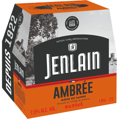 JENLAIN Bière ambrée 5,5 % - Pack 6 x 25 cl - Publicité JENLAIN Bière ambrée 5,5 % - Pack 6 x 25 cl - Publicité