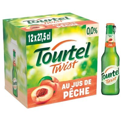 TOURTEL TWIST Pêche Bière sans alcool aromatisée 0° 12x27,5cl - Publicité TOURTEL TWIST Pêche Bière sans alcool aromatisée 0° 12x27,5cl - Publicité