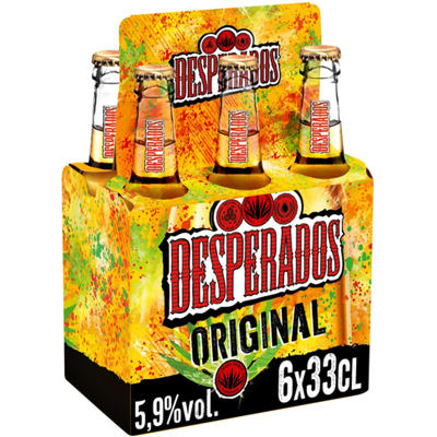 DESPERADOS Bière aromatisée au spiritueux à base d'agave 5,9 % - Pack de 6 x 33cl - Publicité DESPERADOS Bière aromatisée au spiritueux à base d'agave 5,9 % - Pack de 6 x 33cl - Publicité