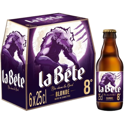 LA BETE Bière blonde 8,0° 6x25cl - Publicité LA BETE Bière blonde 8,0° 6x25cl - Publicité