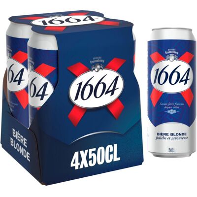 Kronenbourg1664 1664 Bière Blonde 5,5° 4x 50 cl Boite - Publicité Kronenbourg1664 1664 Bière Blonde 5,5° 4x 50 cl Boite - Publicité
