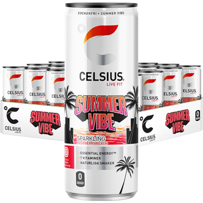 CELSIUS Summer Vibe Pétillant saveur framboise et pêche - 12 x 35,5 cl - Publicité CELSIUS Summer Vibe Pétillant saveur framboise et pêche - 12 x 35,5 cl - Publicité