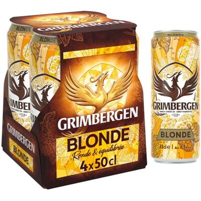 GRIMBERGEN Bière Blonde 6,7° 4x50cl Boite - Publicité GRIMBERGEN Bière Blonde 6,7° 4x50cl Boite - Publicité