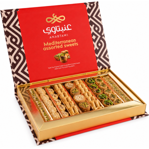 ANABTAWI Assortiment de pâtisseries orientales, boîte rouge - 500 g - Publicité ANABTAWI Assortiment de pâtisseries orientales, boîte rouge - 500 g - Publicité
