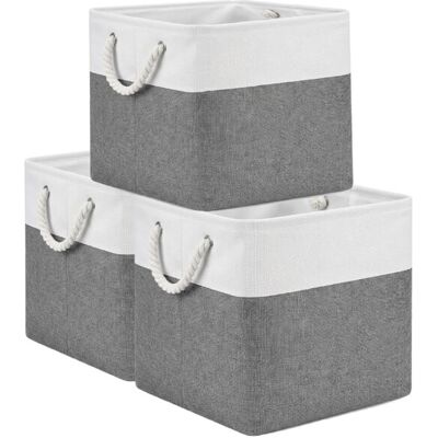 Lot de 3 cubes de rangement en tissu pliables 28 x 28 cm, tiroirs de penderie pour étagères et chambre à coucher - Publicité Lot de 3 cubes de rangement en tissu pliables 28 x 28 cm, tiroirs de penderie pour étagères et chambre à coucher - Publicité
