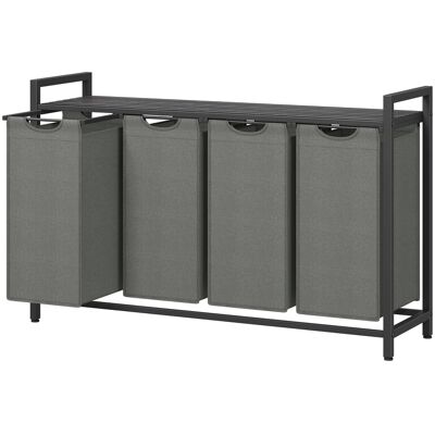 Ochama Panier à linge 4 compartiments avec sacs coulissants et amovibles, étagère – Cadre métallique, 4 x 40 L, 116 x 33 x 72 cm, gris ardoise et gris anthracite - Publicité Ochama Panier à linge 4 compartiments avec sacs coulissants et amovibles, étagère – Cadre métallique, 4 x 40 L, 116 x 33 x 72 cm, gris ardoise et gris anthracite - Publicité