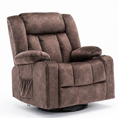 COMHOMA Chaise de relaxation manuelle pivotante pour adultes avec dossier réglable et repose-pieds, chaise de salon 361°, porte-gobelet, poches latérales, tissu doux, ergonomique, marron - Publicité COMHOMA Chaise de relaxation manuelle pivotante pour adultes avec dossier réglable et repose-pieds, chaise de salon 361°, porte-gobelet, poches latérales, tissu doux, ergonomique, marron - Publicité
