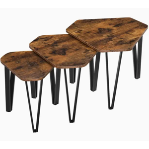 Euziel VASAGLE Ensemble de tables d’appoint, 3 pièces, tables de chevet, tables basses, avec pieds en métal, montage simple, design industriel, brun vintage et noir - Publicité Euziel VASAGLE Ensemble de tables d’appoint, 3 pièces, tables de chevet, tables basses, avec pieds en métal, montage simple, design industriel, brun vintage et noir - Publicité