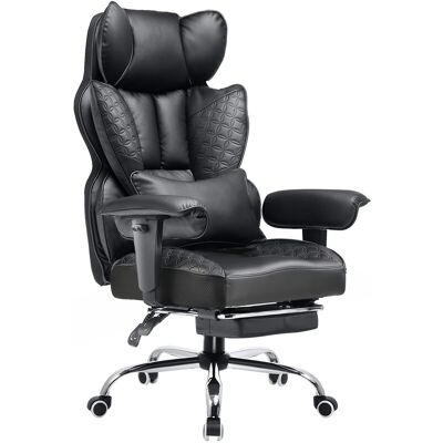GTPlayer Chaise de bureau ergonomique pour grands gabarits, chaise de direction robuste avec repose-pieds, chaise pivotante inclinable à dossier haut en cuir PU, pour ordinateur et maison - Publicité GTPlayer Chaise de bureau ergonomique pour grands gabarits, chaise de direction robuste avec repose-pieds, chaise pivotante inclinable à dossier haut en cuir PU, pour ordinateur et maison - Publicité