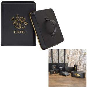 Boîte à café en métal de Planete Discount - Noir et doré - Rangement à café - Publicité Boîte à café en métal de Planete Discount - Noir et doré - Rangement à café - Publicité