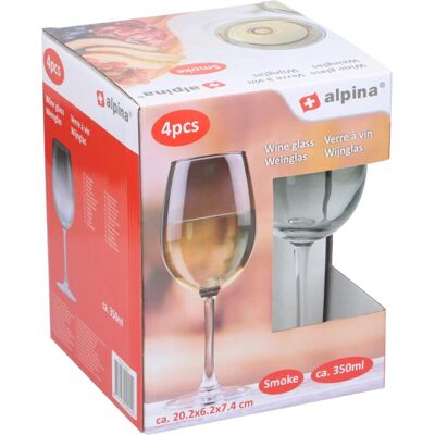 ALPINA Lot de 4 verres à vin fumé - 350 ml - Publicité ALPINA Lot de 4 verres à vin fumé - 350 ml - Publicité