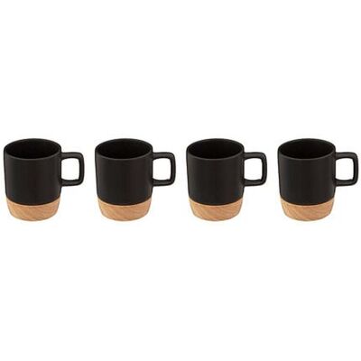 SG SECRET DE GOURMET - Ensemble de 4 tasses en céramique avec supports en bambou - Vaisselle - Publicité SG SECRET DE GOURMET - Ensemble de 4 tasses en céramique avec supports en bambou - Vaisselle - Publicité