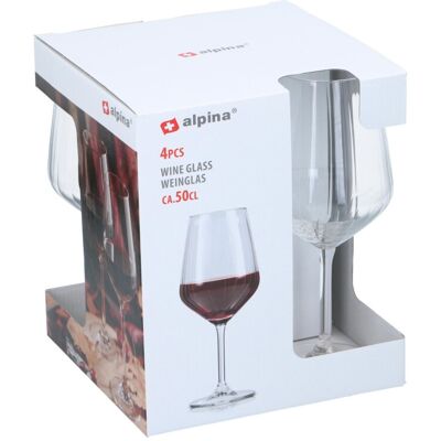 ALPINA Lot de 4 verres à vin - 500 ml - Publicité ALPINA Lot de 4 verres à vin - 500 ml - Publicité
