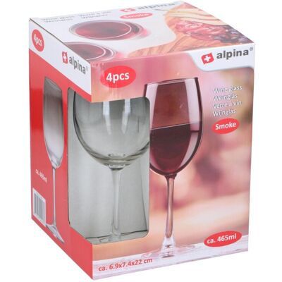 ALPINA Lot de 4 verres à vin fumés - 465 ml - Publicité ALPINA Lot de 4 verres à vin fumés - 465 ml - Publicité