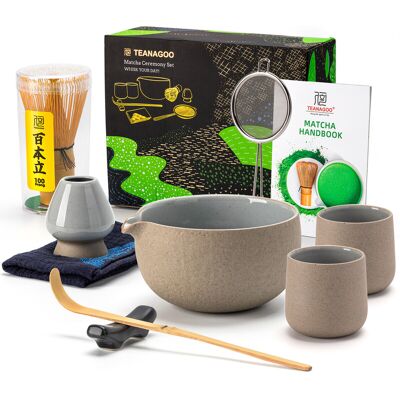 TEANAGOO Fouet à Matcha, Set Matcha en Céramique 9 Pièces, Kit Matcha pour Cérémonie, Set à Thé Matcha pour Préparer Petit-Déjeuner/Matcha Latte, Set Fouet à Matcha et Bol avec 2 Tasses à Matcha (7.2oz), Cadeau pour Amateur de Matcha, Soldes du Nouvel An, - Publicité TEANAGOO Fouet à Matcha, Set Matcha en Céramique 9 Pièces, Kit Matcha pour Cérémonie, Set à Thé Matcha pour Préparer Petit-Déjeuner/Matcha Latte, Set Fouet à Matcha et Bol avec 2 Tasses à Matcha (7.2oz), Cadeau pour Amateur de Matcha, Soldes du Nouvel An, - Publicité