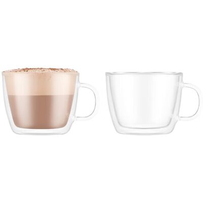 Bodum BISTRO - Lot de 2 tasses à café latte à double paroi - 450 ml - Publicité Bodum BISTRO - Lot de 2 tasses à café latte à double paroi - 450 ml - Publicité