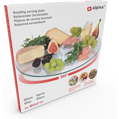 Alpina Plateau de service tournant en verre - Ø 32 cm - Publicité Alpina Plateau de service tournant en verre - Ø 32 cm - Publicité