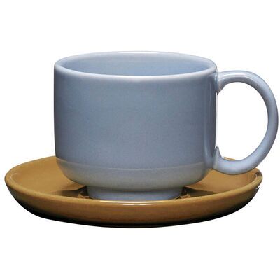 Hübsch Amare Tasse avec soucoupe - Bleu clair/marron - Publicité Hübsch Amare Tasse avec soucoupe - Bleu clair/marron - Publicité
