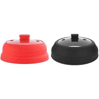 M&Co Couvercle pour micro-ondes pliable anti-éclaboussures en silicone et verre rouge - 27 cm - Publicité M&Co Couvercle pour micro-ondes pliable anti-éclaboussures en silicone et verre rouge - 27 cm - Publicité